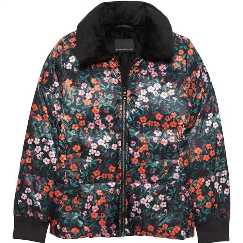 Banana Republic floral puffer jacket NWT